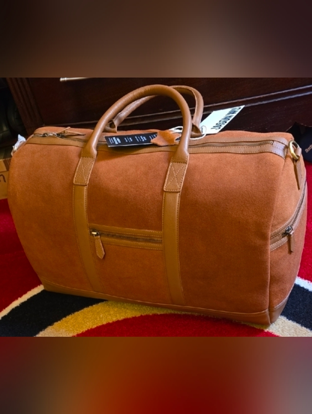 Jason Wu Brown Suede Duffel with Tan Leather Trim